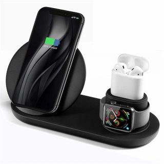 3 in 1 Fast Qi Wireless Charger Holder Stand for Smartphone iWatch AirPods