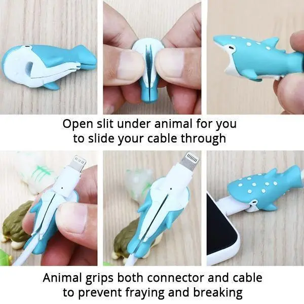 Universal 3D Cute Cable Bite Animal Figure USB Charging Cable Protector  (Various Designs) - moBeeTa